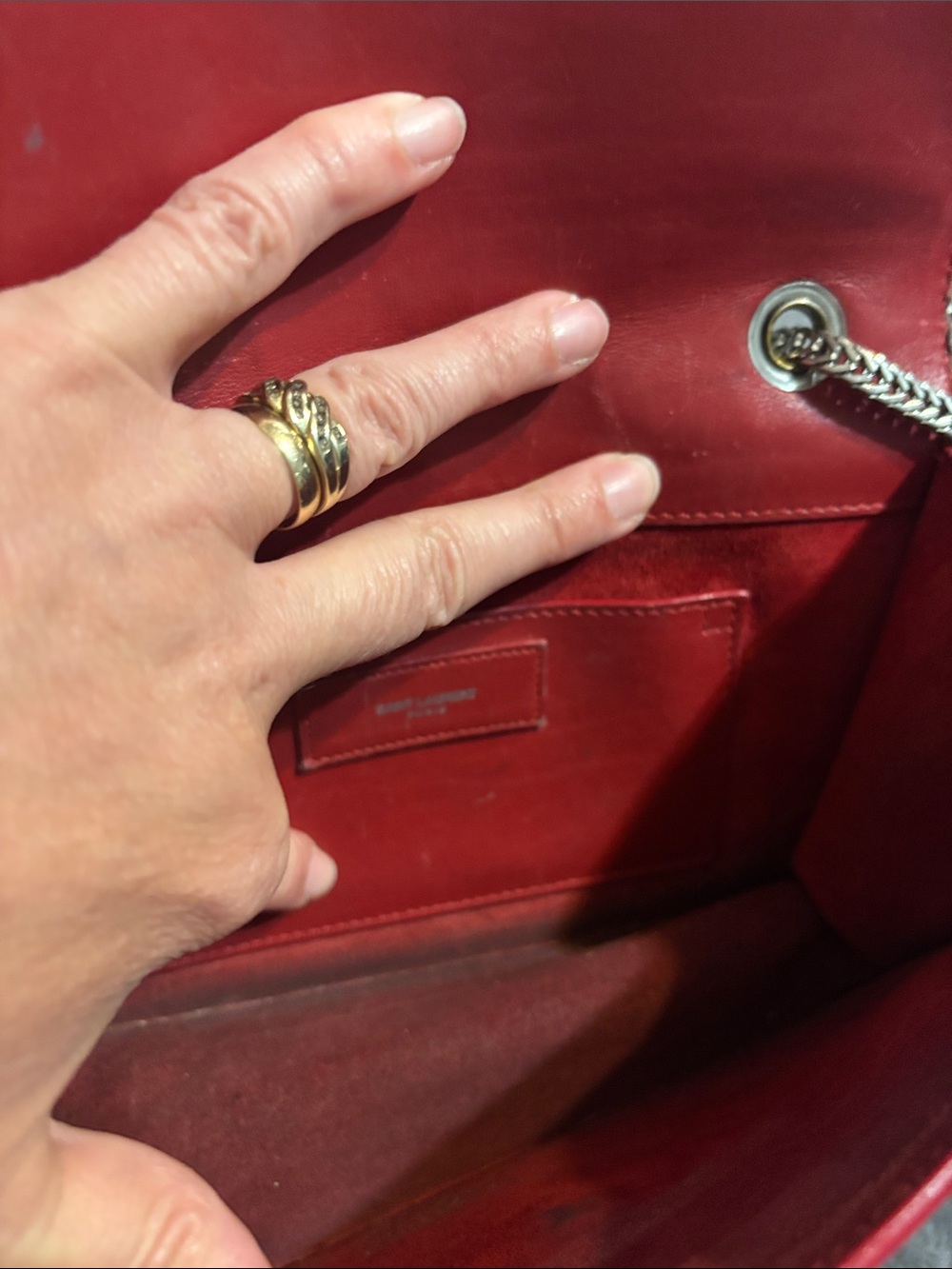 Saint Laurent Betty vintage Red Leather Crossbody Bag with Silver Chain - Picture 12 of 17
